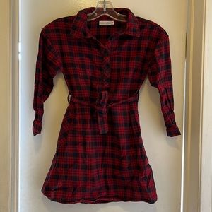 Zara Kids Girls Plaid Flannel Shirt Dress Size 9